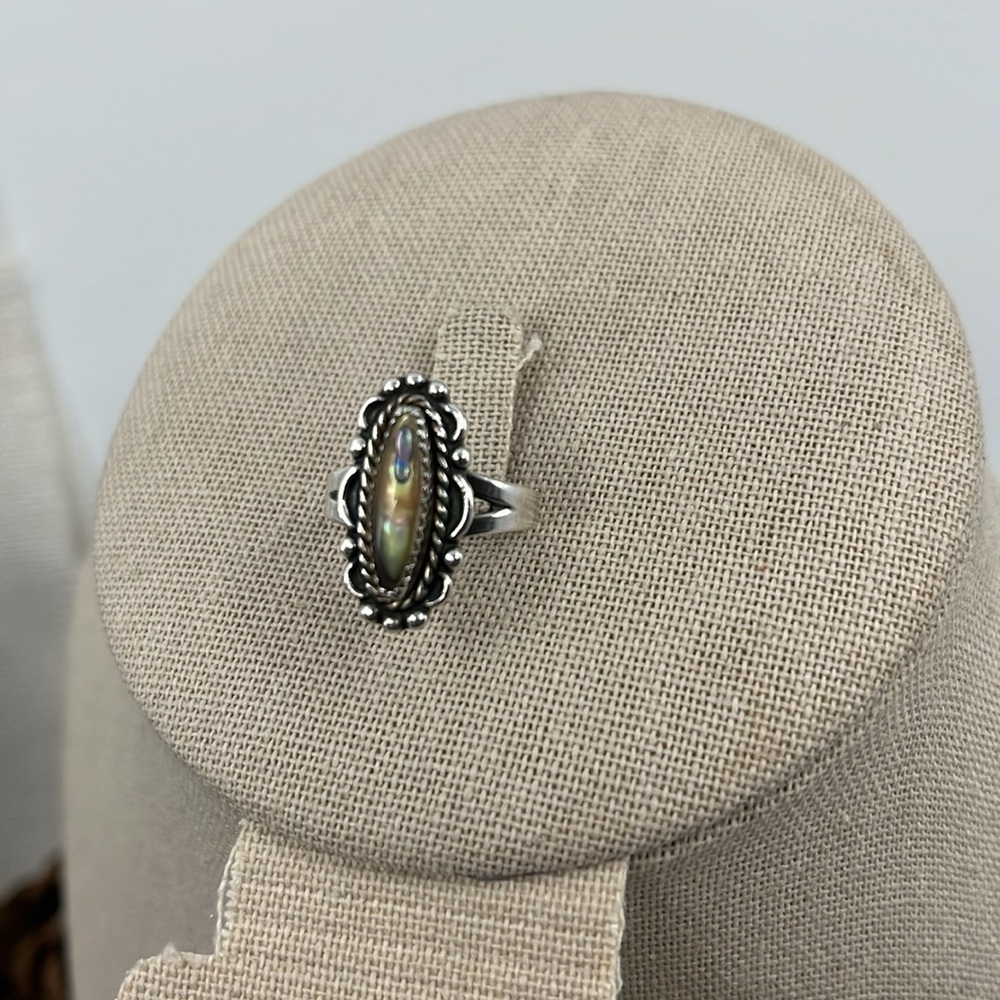 🌵 Vintage Sterling Silver Navajo-Style Abalone Ring - Size 5 - Picture 7 of 13